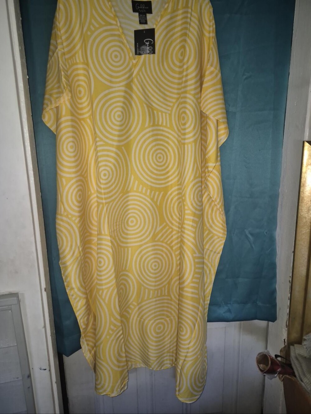 Goddess Yellow Swirl V-Neck Kaftan Maxi Dress - Picture 2 of 2